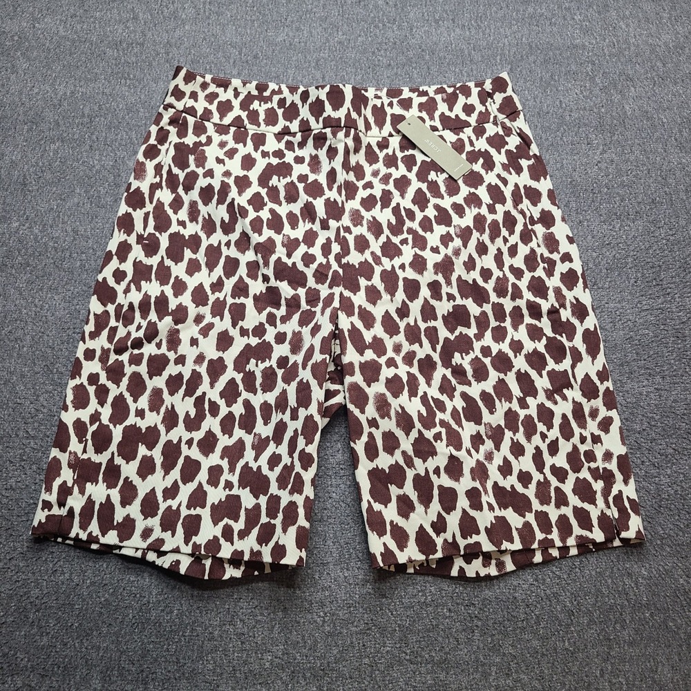 J.Crew Giraffe Print Shorts Womens 6 Brown New High Rise Stretch AM958